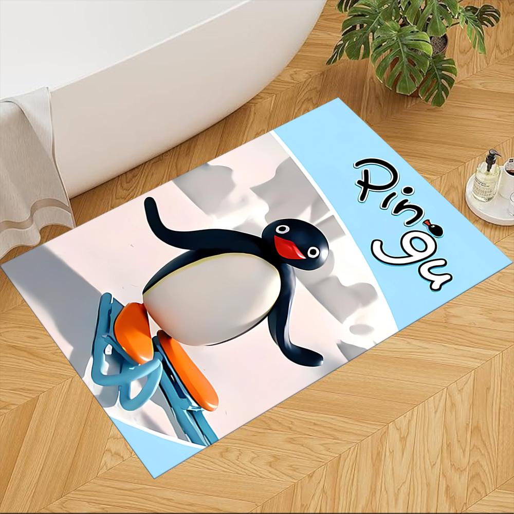 Pingu Arctic Adventure Washable Door Mat Compact Foldable Construction Stain-resistant Surface Office & Lounge Rug Minimalist Modern Style