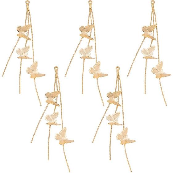 Beebeecraft 1 Box 18K Gold Plated Brass Tassel Charm Dangle Tassel Earring Pendants for Jewelry Making Supplies золотой