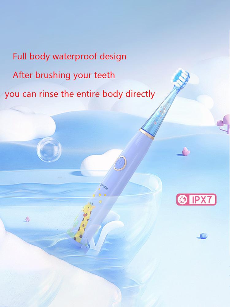 Kids Sonic Electric Toothbrush Cartoon with Colorful LED Light IPX7 Waterproof Rechargeable Overall Clean Teeth Oral Care Toothbrush