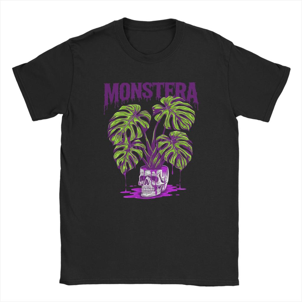Harajuku T-Shirt Beach Monstera Skull Plant Lover Skeleton Grunge Hip Hop T-Shirts Pure Cotton Tee Shirt Short Sleeve Clothing