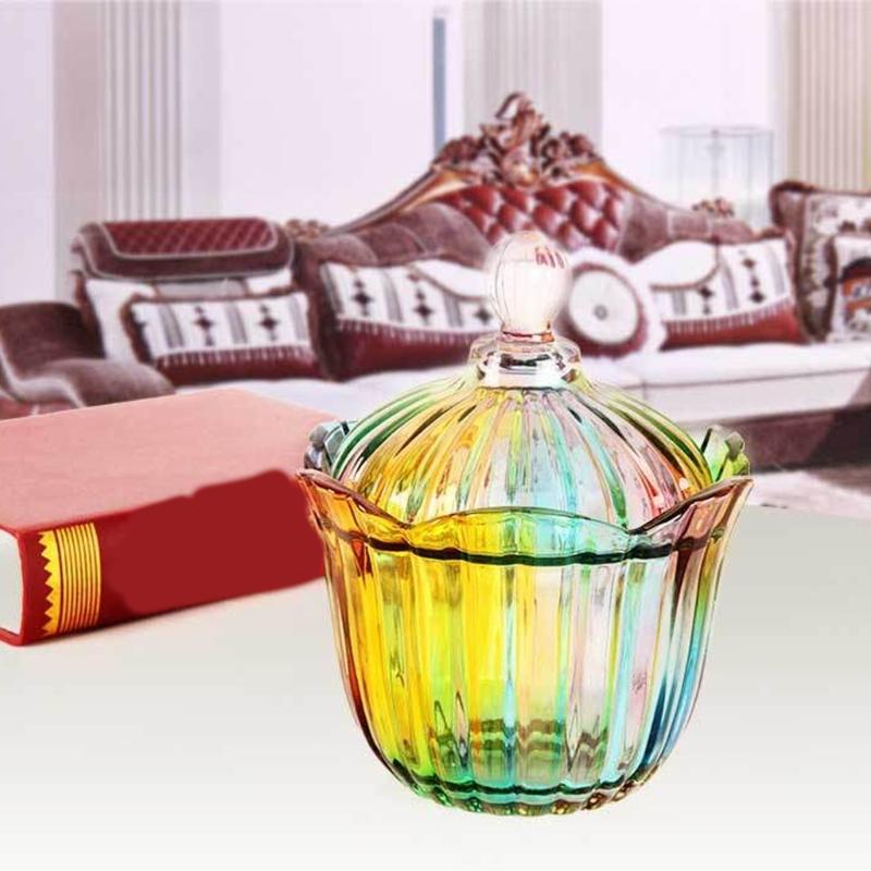 Beautiful European Style Multicolored High Transparency Glasses Candy Storage Jar for Decors and Organization at Homes