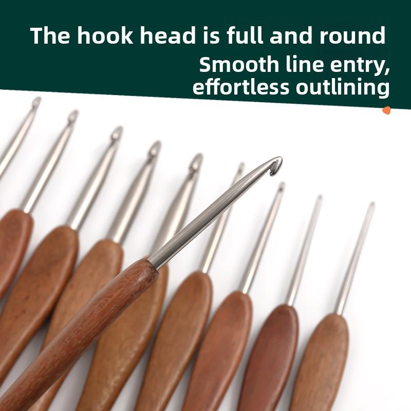 1 Pc Blood Sandalwood Handle Stainless Steel Crochet Hook Fine Hook Head Needle Yarn Doll Weaving Tool Handmade Crochet Hook