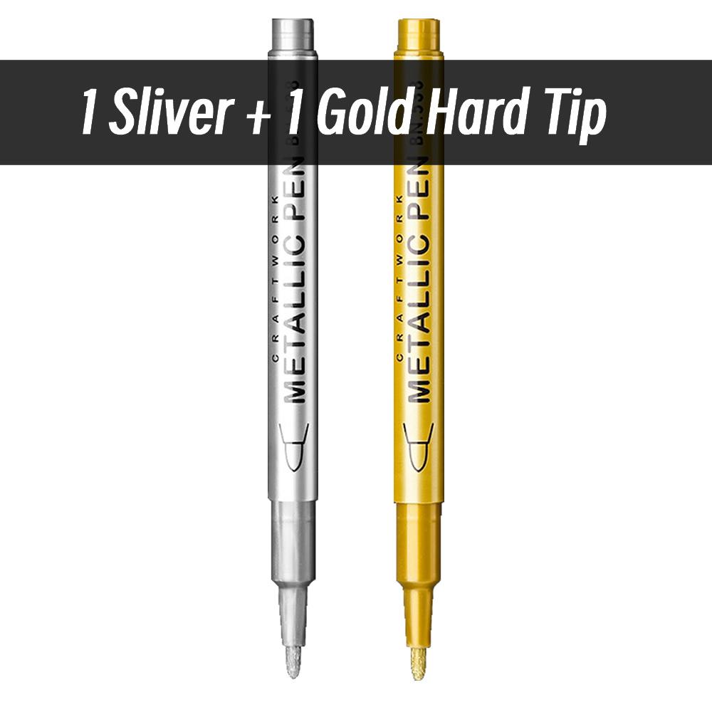 1-6pcs Soft Brush Metallic Marker Pens Gold Silver Permanent Art Markers For Glass Ceramics Resin Crafts Scrapbooking Painting