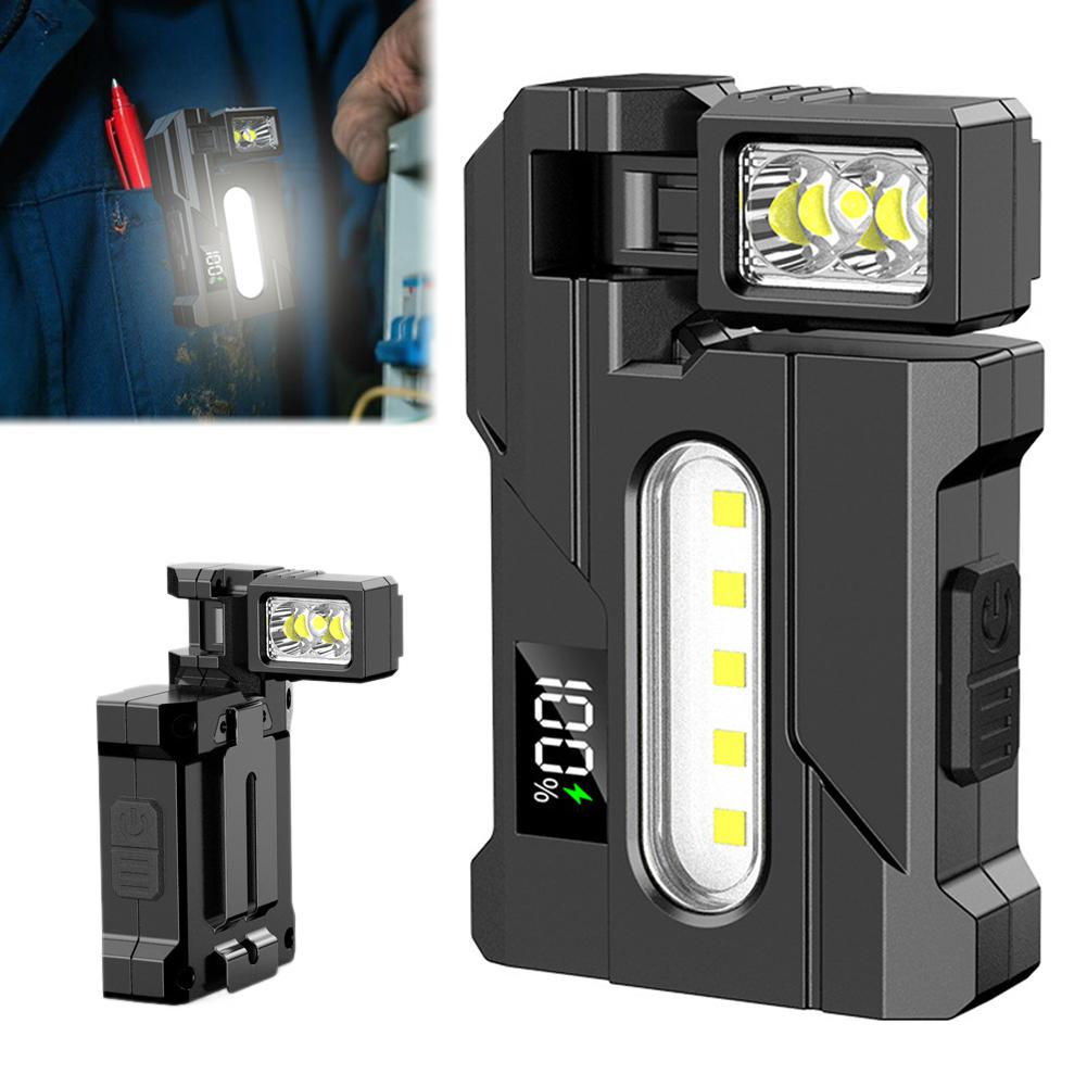 1Pc Mini USB Rechargeable LED Flashlight Portable Tail Magnet Flashlight Super Bright Camping Lantern Side Emergency Light
