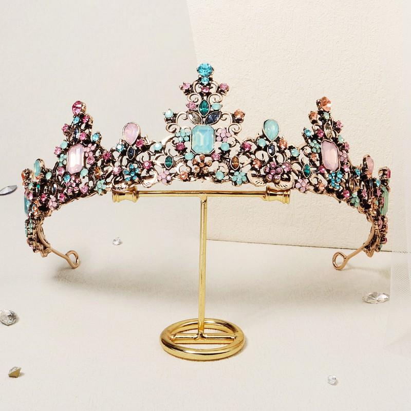 Headwear Baroque Color Alloy Crown Bride Wedding Dress Accessories Birthday Party Princess