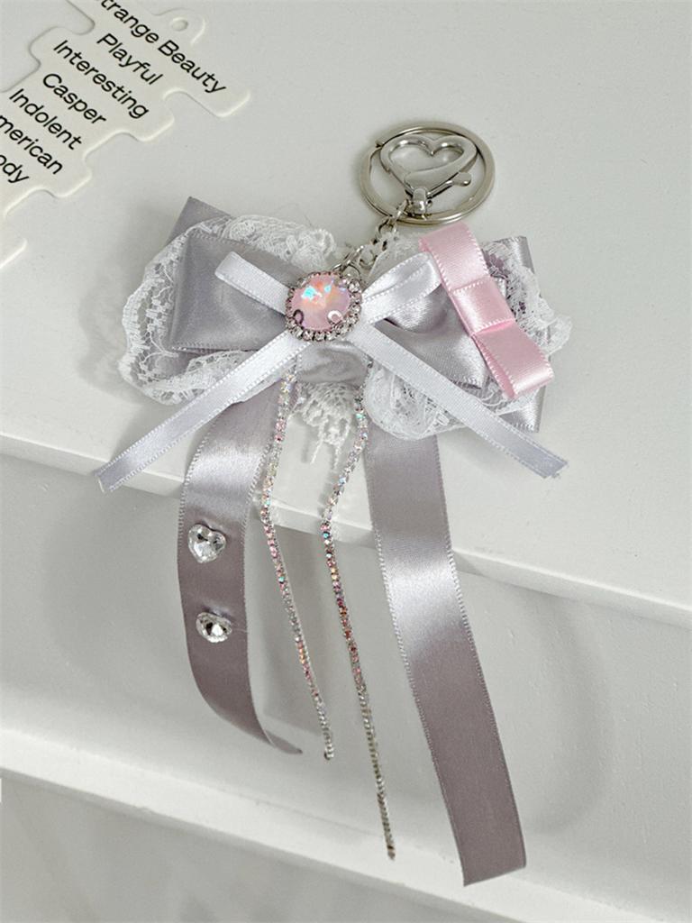 Cute Lace Ribbon Pendant Butterfly Phone Charm Lovely Girls Handbag Hanging Ornament for Keychain or Bag Decoration