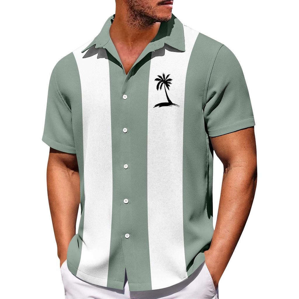 Men's Hawaiian Printed Button Short Sleeve Shirts Men's Casual Fashion Short Sleeve Shirts
