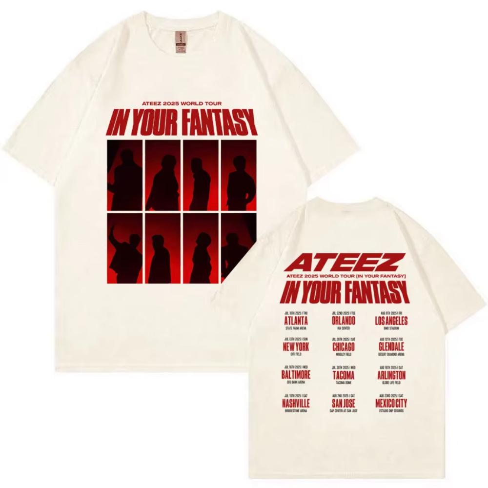 ATEEZ In Your Fantasy 2025 World Tour Tshirt Unisex Oversized Tshirts Men Womens Korean Fashion Trend T Shirts Kpop Streetwear