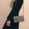 Gucci Interlocking G Gray Leather Chain Crossbody Bag For Women Daily Use