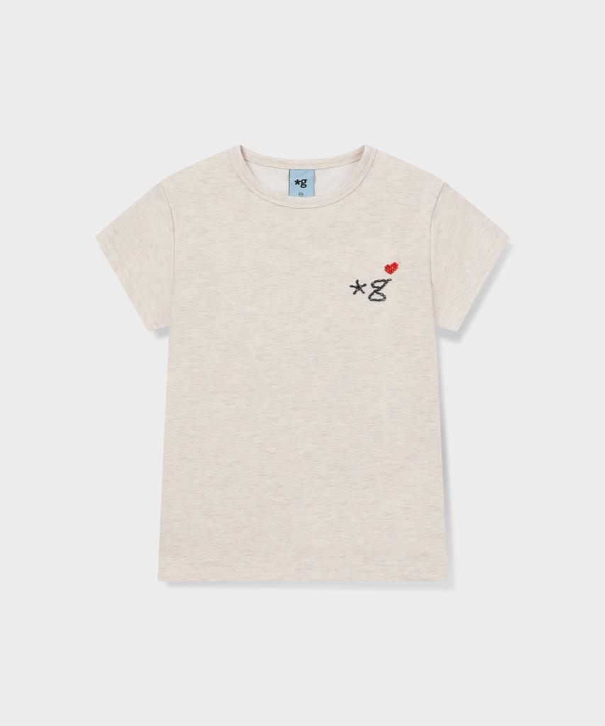 Geulleondeun Beaded Logo T-Shirt (Beige)_G26Bwjts01