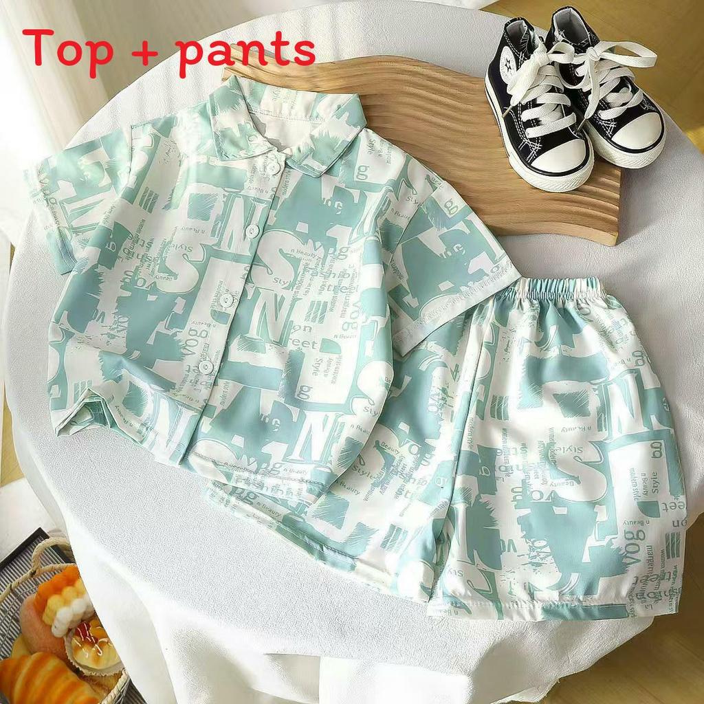 Childrens Summer Outfit Set With Cotton Blend Fabric For Boys