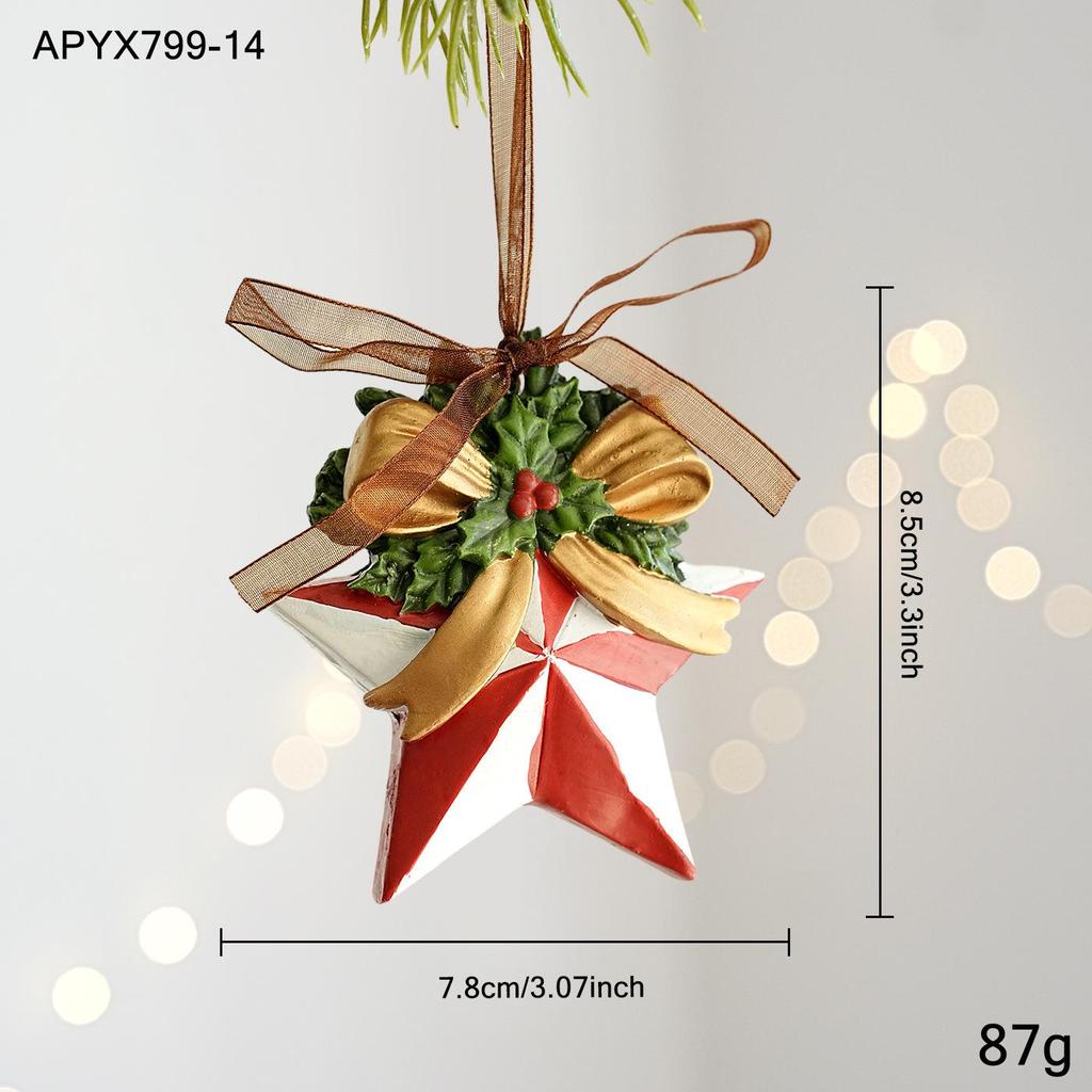 Colorful Retro 3D Resin Bell Pendant for Christmas Tree Decoration