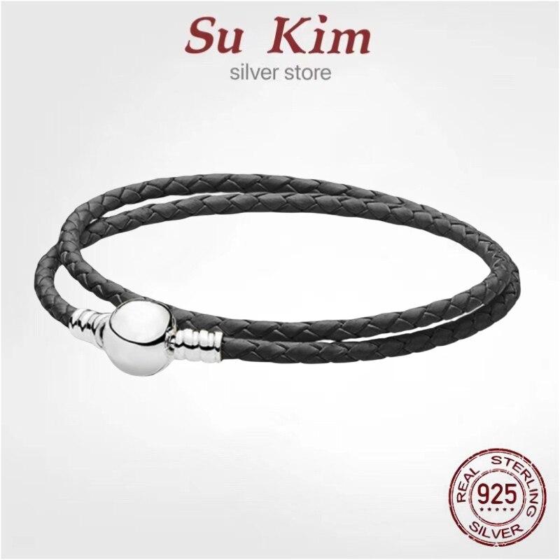 Die neuen 0sale echtes Leder Ball & Barrel Verschluss Charme Armbänder Armreif Fit Europa Perlen Schlange feine Armbänder Jewely