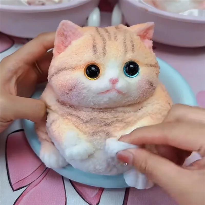Animal Kawaii Plush Angel Cat Relieve Anxiety Toy Soft Slow Rising Squeeze Desktop Ornamen Fidget Sensory Toy For Kid Adult Gift
