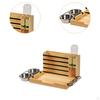 Wooden Hay Feeder Food Dispenser Premium Easy To Clean Water Bottle Guinea Pig Holder with Bowls