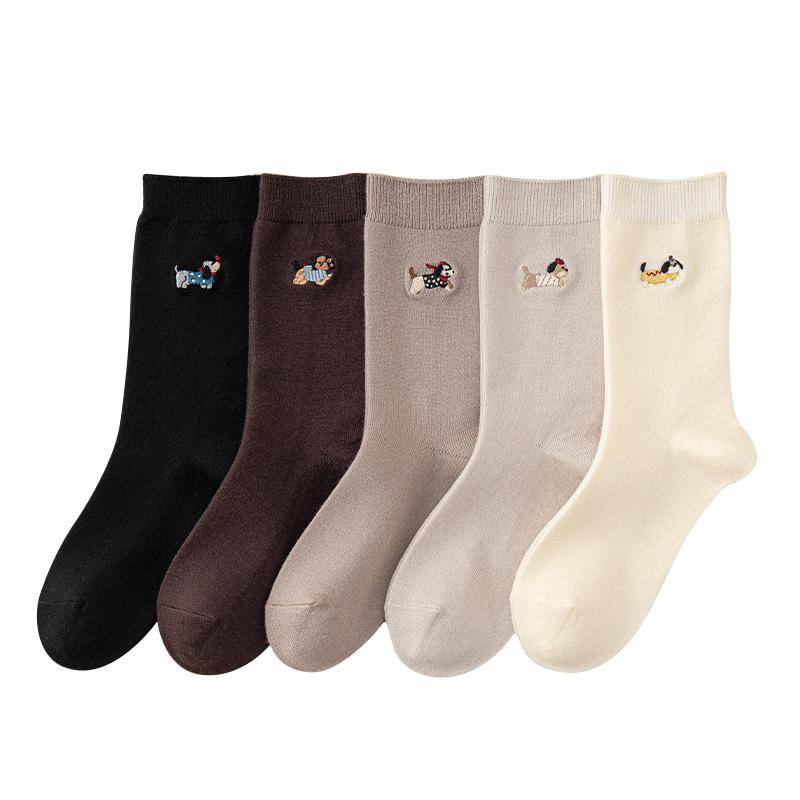 Cartoon Wool Socks for Women In Autumn and Winter, Thickened Mid-tube Sausage Dog Warm Pile Cashmere Socks