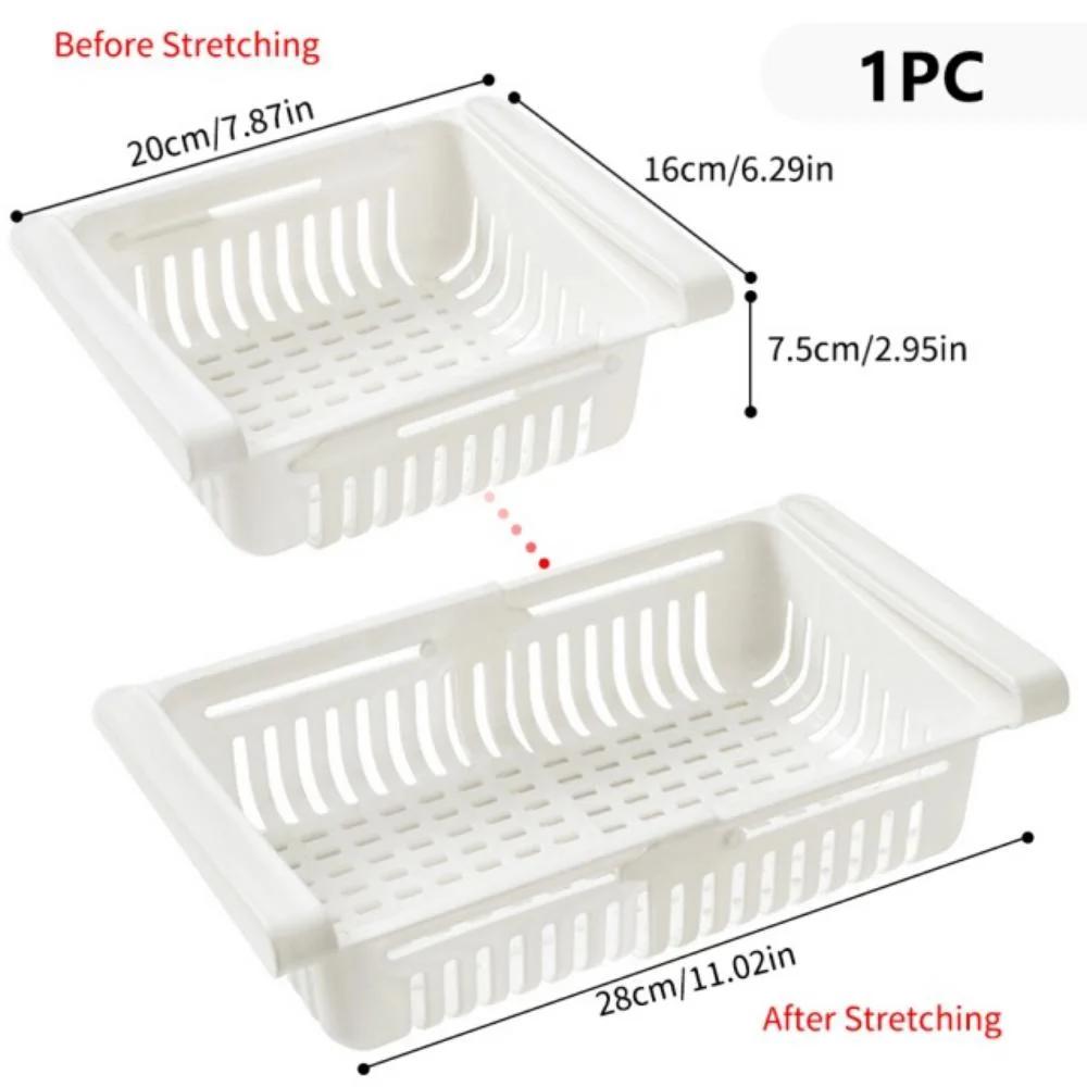 Telescopic Refrigerator Storage Basket, Home Storage Box, Egg Storage and Organizing Box, Refrigerator Shelf