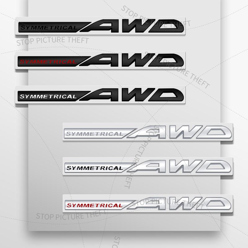 1Pcs 3D Metal SYMMETRICAL AWD Logo Badge Car Rear Tail Bumper Trunk Sticker For Outback WRX BRZ Forester Impreza Legacy