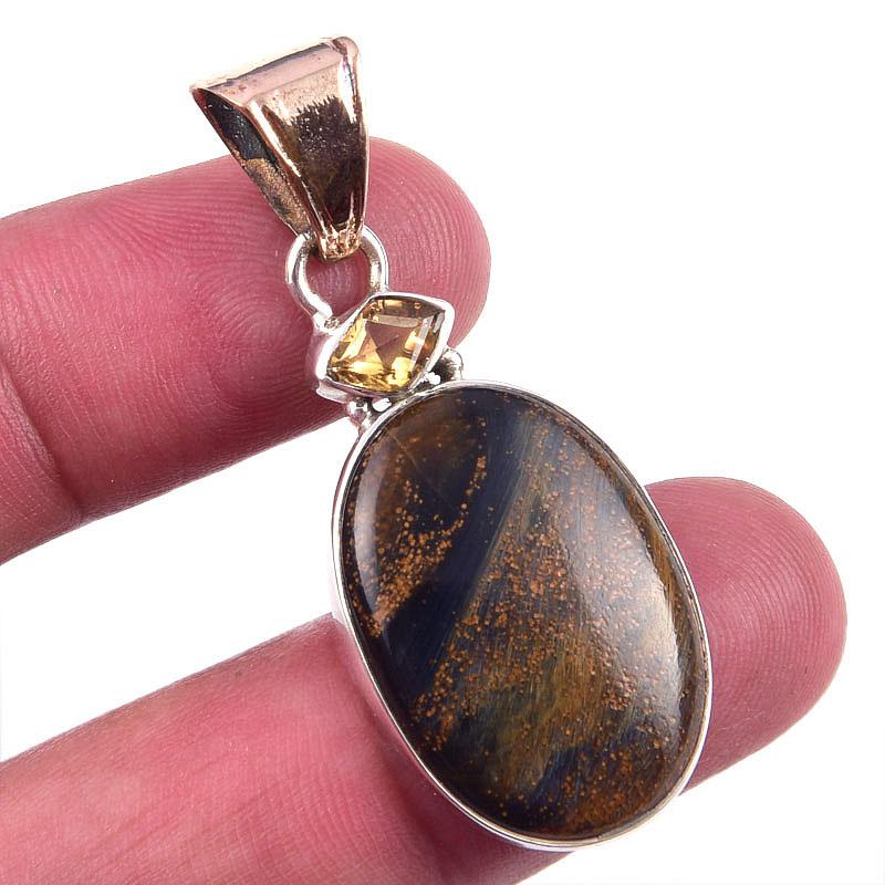 

Natural Pietersite,Citrine Gemstone 925 Solid Sterling Silver Pendant 1.75 f3l58