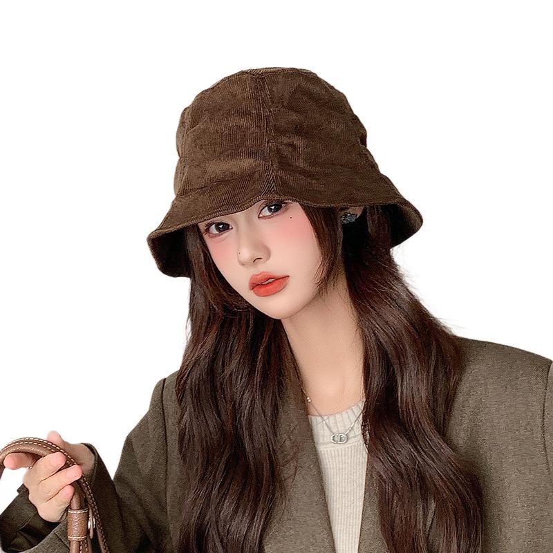 Autumn and Winter Japanese Style Retro All Match Bucket Hat with Big Head Circumference Showing Face and Small Basin Hat