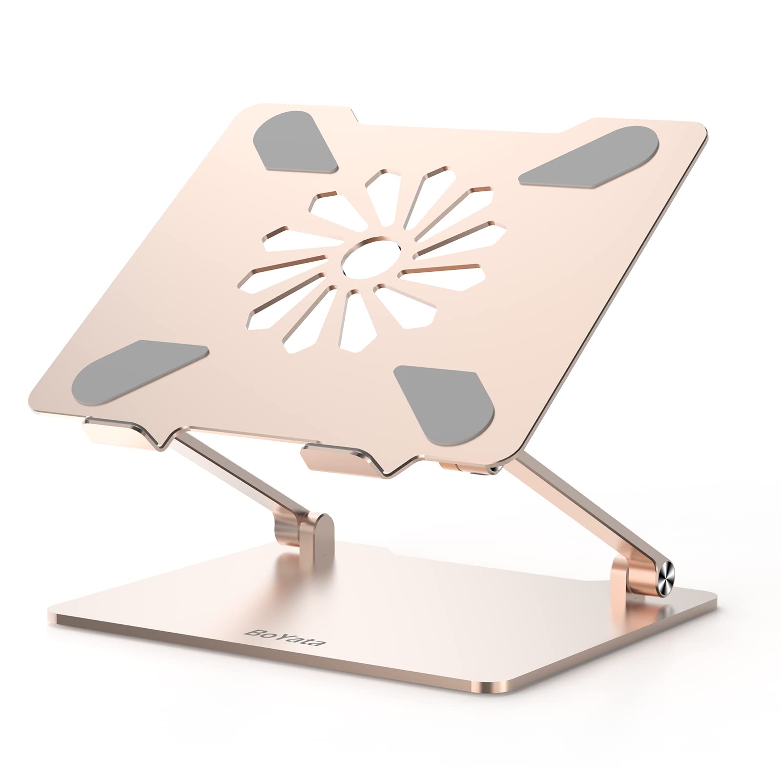 

BoYata Подставка для ноутбука, планшета, регулируемая, эргономичная, улучшает, корректирует теплоотвод для работы из дома или удаленно, подходит для Macbook, ноутбуков Macbook до 14 дюймов, золотая подставка, золотой