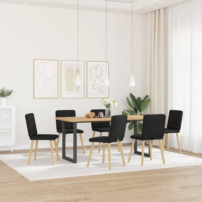 VidaXL Dining Chairs Set of 6 Black Fabric 3315440