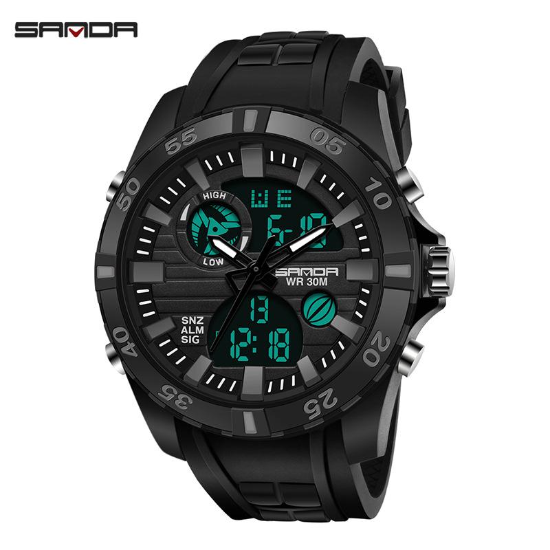 SANDA New Watch Genuine Fashion Sports Multifunctional Electronic Couple Popular Men's Luminous Watch