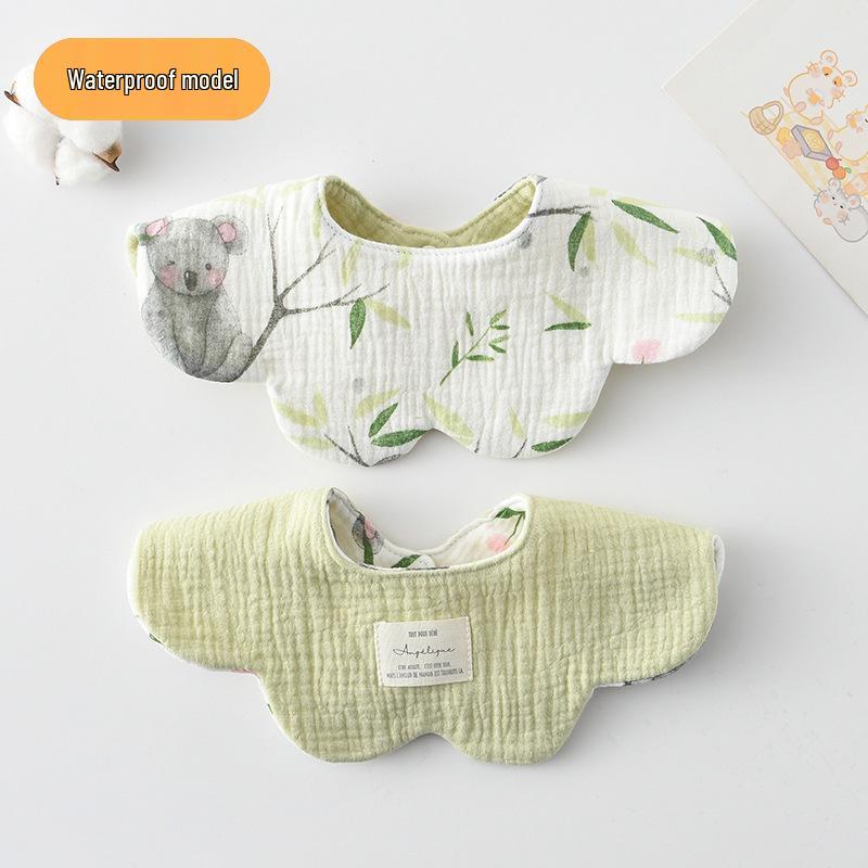 Dwustronny, wodoodporny śliniaczek dla niemowląt w stylu koreańskim z płatkami, wykonany w 100% z gazy bawełnianej