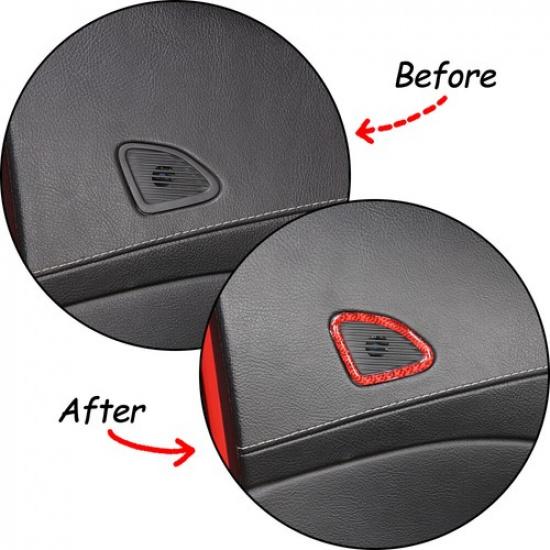Red Carbon Decorate Car Door Speaker Tweeter Frame Trim For Corvette C7 2014-19
