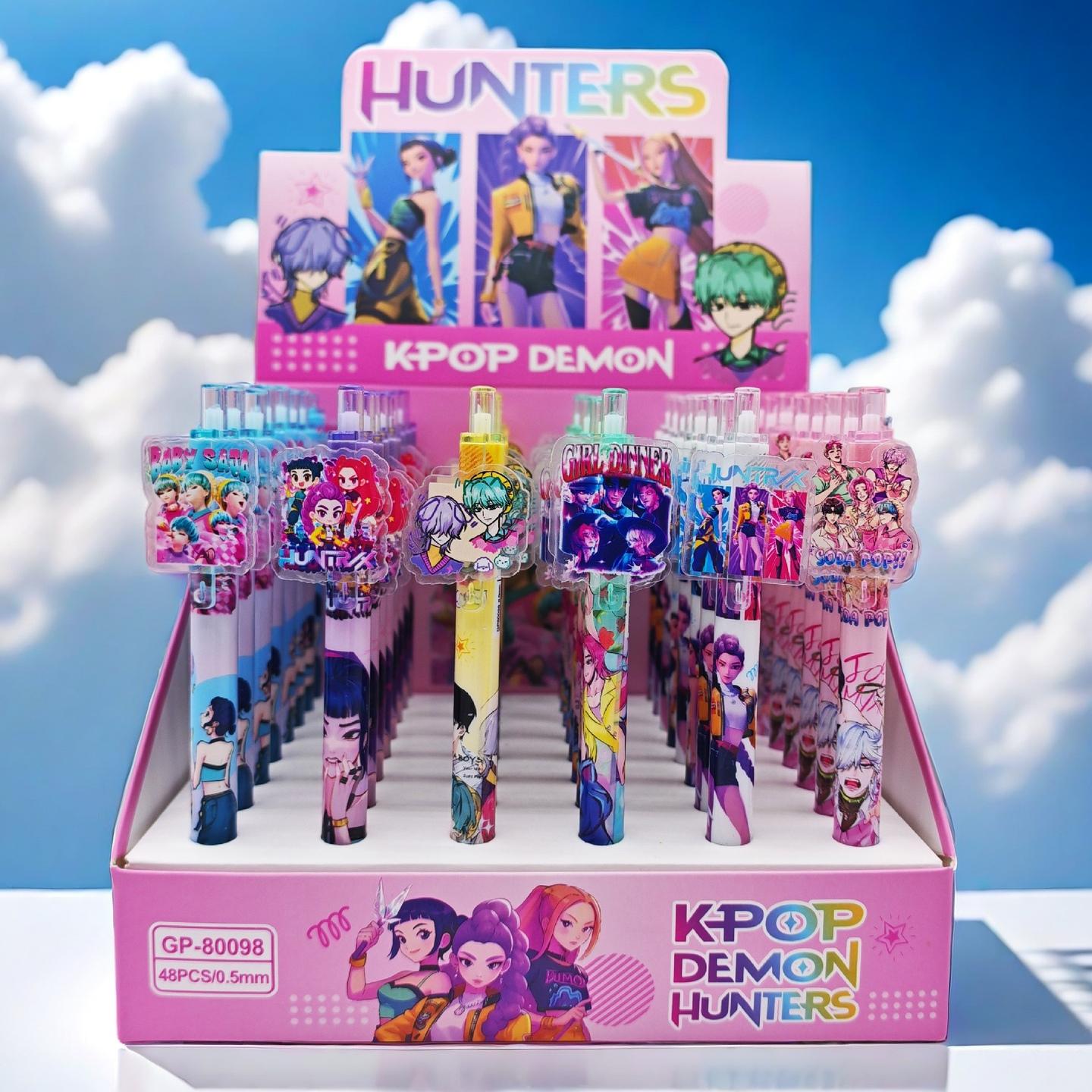 Hot K-Pop Demon Hunter Girl Group Push Button Gel Pen Cartoon Creative Acrylic Inlay Student Signature Pen Student Gift (As shown-705)-