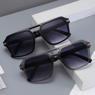 Trendy Retro Double Beam Glasses Square Sunglasses Unisex Personality Casual Sunshade Outdoor Sunglasses