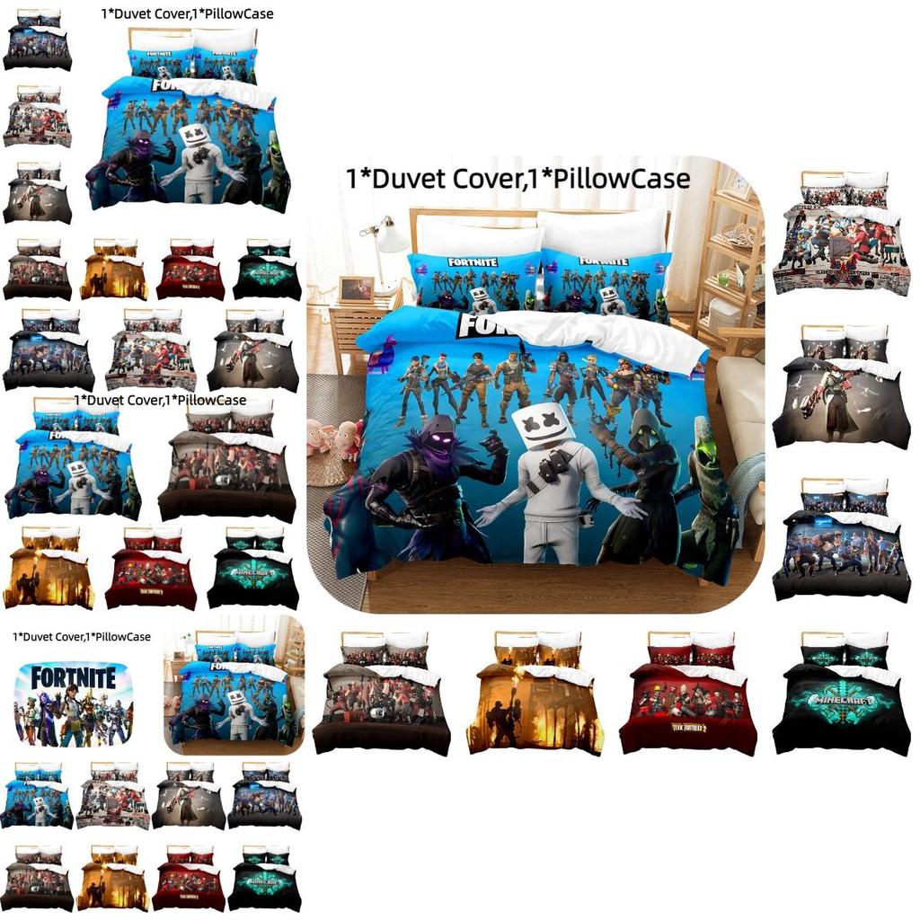 Fortnite 3-teiliges Bettwäscheset mit Digitaldruck Buntes Design Hochwertiger Stoff
