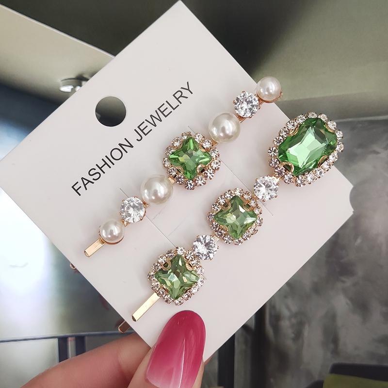 Set Women Hair Clips Jewelry Crystal Hair Accessories For Girls Pearl Geometric Barrettes Pins Christmas Gift