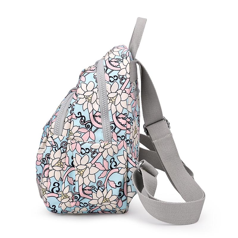 Bedruckter Nylon-Rucksack Studenten-Schultasche Damen Leichter Reiserucksack