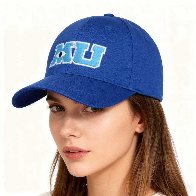 Freedom Outdoors Women's Blue Monsters University Mike Wazowski Mu Letter Embroidered Baseball Cap Fashionable Snapback Hat Cm