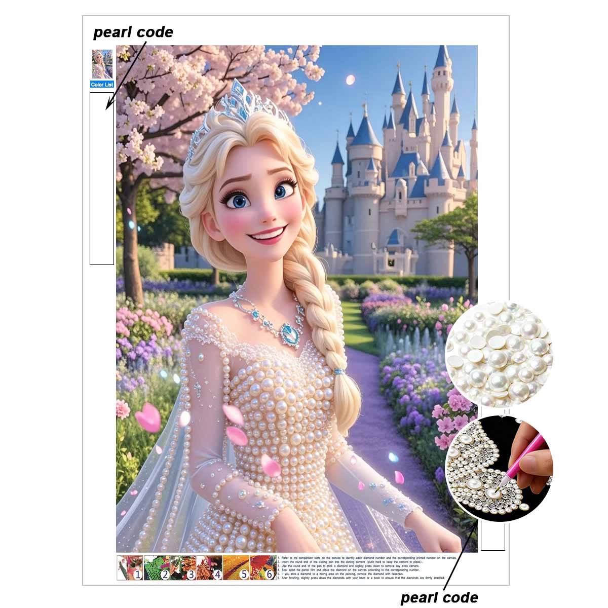 Disney Pearl Painting Frozen Elsas Creative Pearl Style Illustration Art Painting 5D Diy Pearl Embroidery Mosaic Cross Stitch Kit Home Decor
