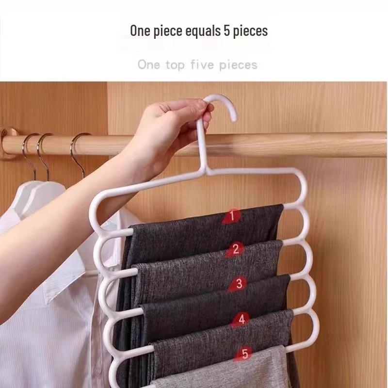 Five-Layer Anti-Slip Multi-Functional Clothes and Pants Hanger for Dormitory Wardrobe