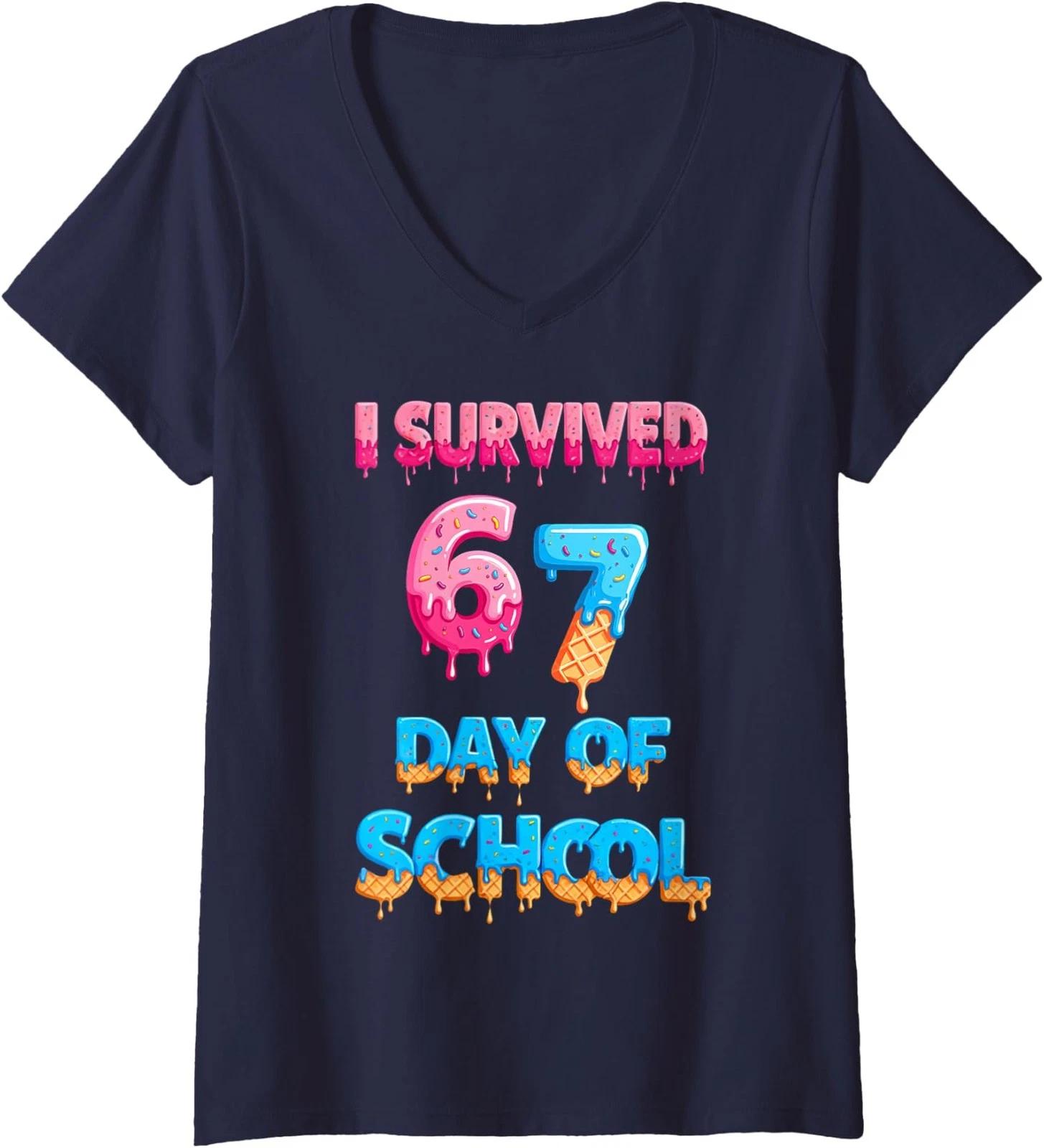 Funny Bruh 67 Six Seven Meme Valentine s Day Ladies  V-Neck Tshirt 2XL