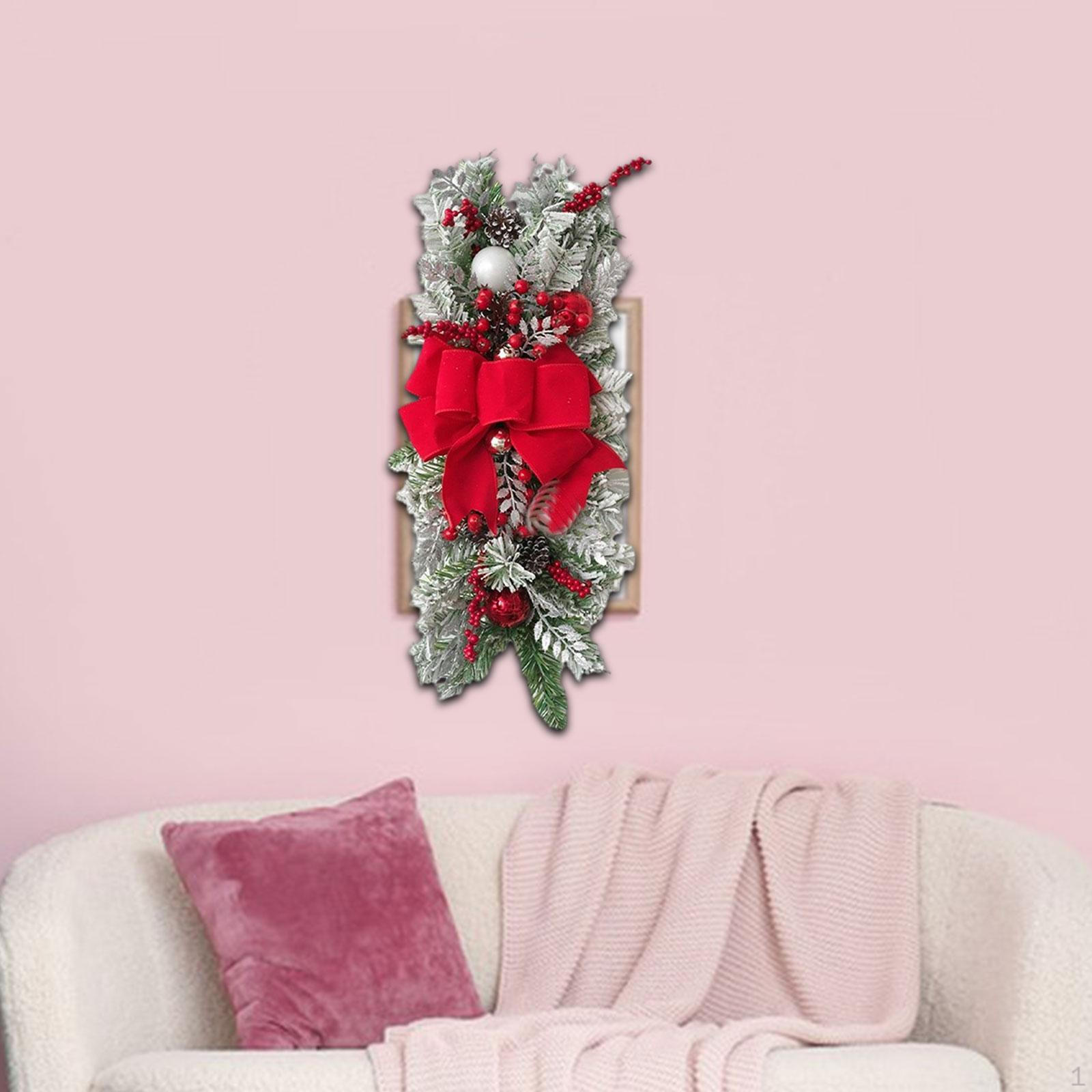 

Рождественская дверь Swag Удобный декоративный рождественский венок искусственный для дома Flocking Red