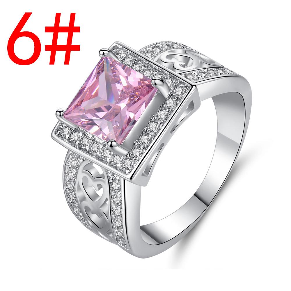 

Кольца для пар из розового циркона квадратной формы в стиле легкой роскоши - Женский модный дизайн