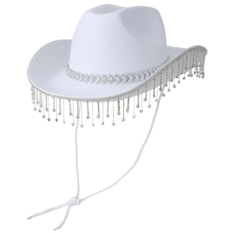 Soft Sweet Unisex Hat British Stylish Hat Rhinestones Fashionable Western Hat for Parties and Weddings
