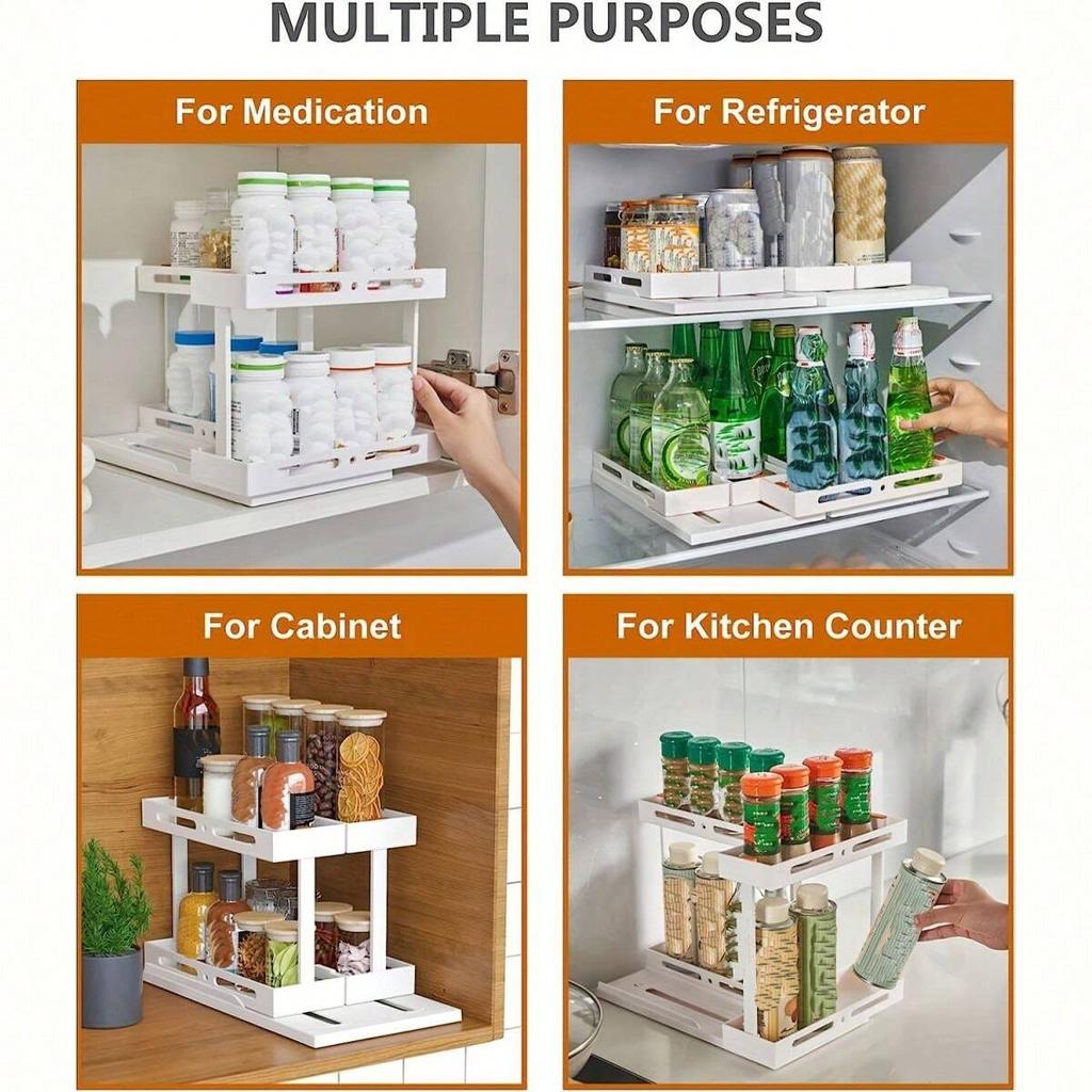 Gewürzregal-Organizer für Schrank Magnetisches Modulares Design 2 Doppelte Verstellbare Schiebe- & Drehbare Küchen-Organizer und Aufbewahrung