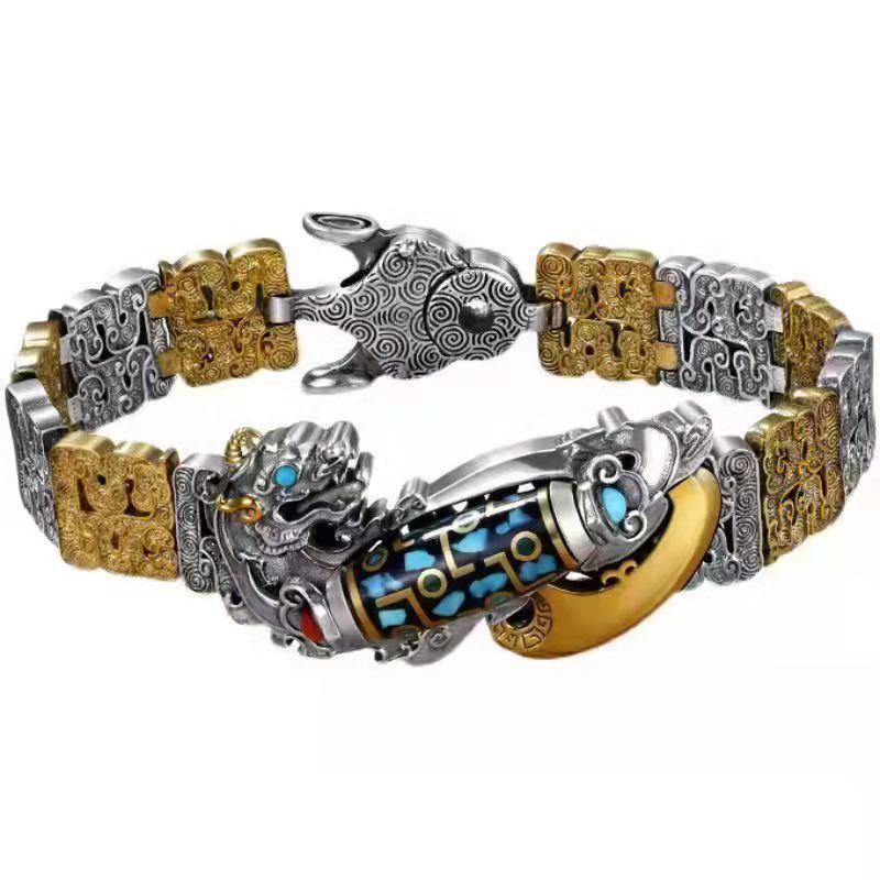 Nine-eyed Dzi Bead Pixiu Bracelet Tibetan Weaving Retro Personalized Bracelet Tide High-end Men s Gift 2026 18CM
