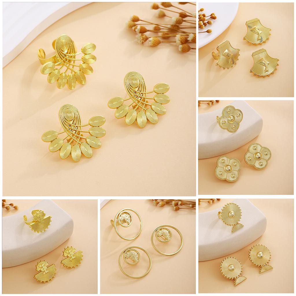 Flower Ring Personalized Earrings, Light Luxury Fashion High Sense Metal Style Simple Temperament Earrings