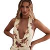 1011 New Fashion Swinging Neck Sleeveless Printed Fishtail Dress Sexy Backless Lace-Up Dress