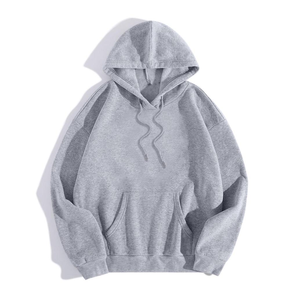 2023 Autumn/Winter Fleece-Lined Thick Hoodie - Unisex European/American Loose Fit, Plain Color.