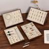 1pc Walnut wood grain jewelry box, jewelry storage tray, store counter display tray, used for rings, necklaces, earrings