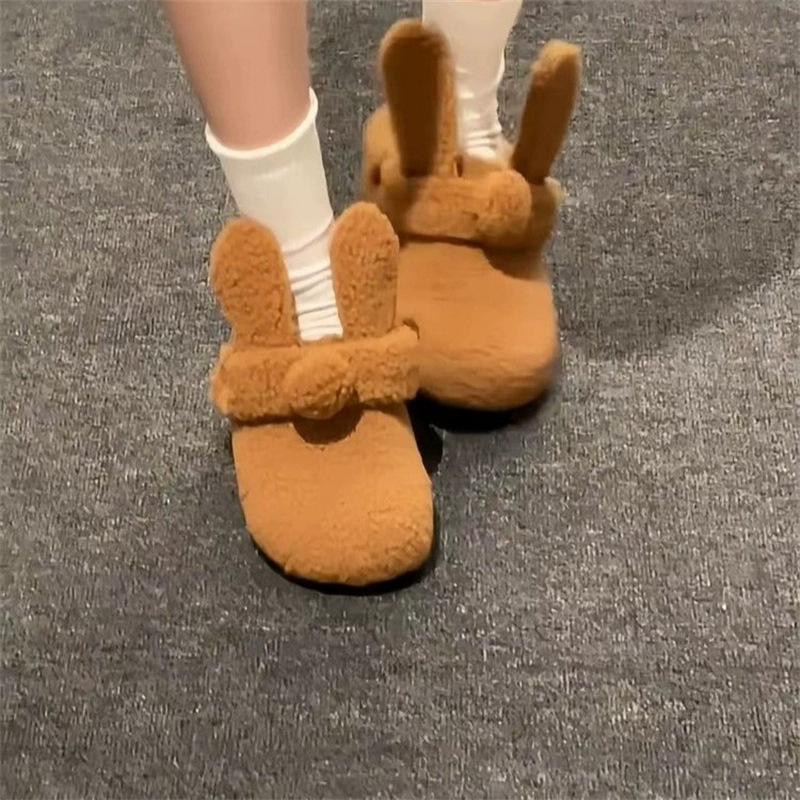 Mao Mao shoes Boken shoes women's 2025 autumn and winter sheepskin new bag head plush half drag Doudou shoes one foot cotton drag