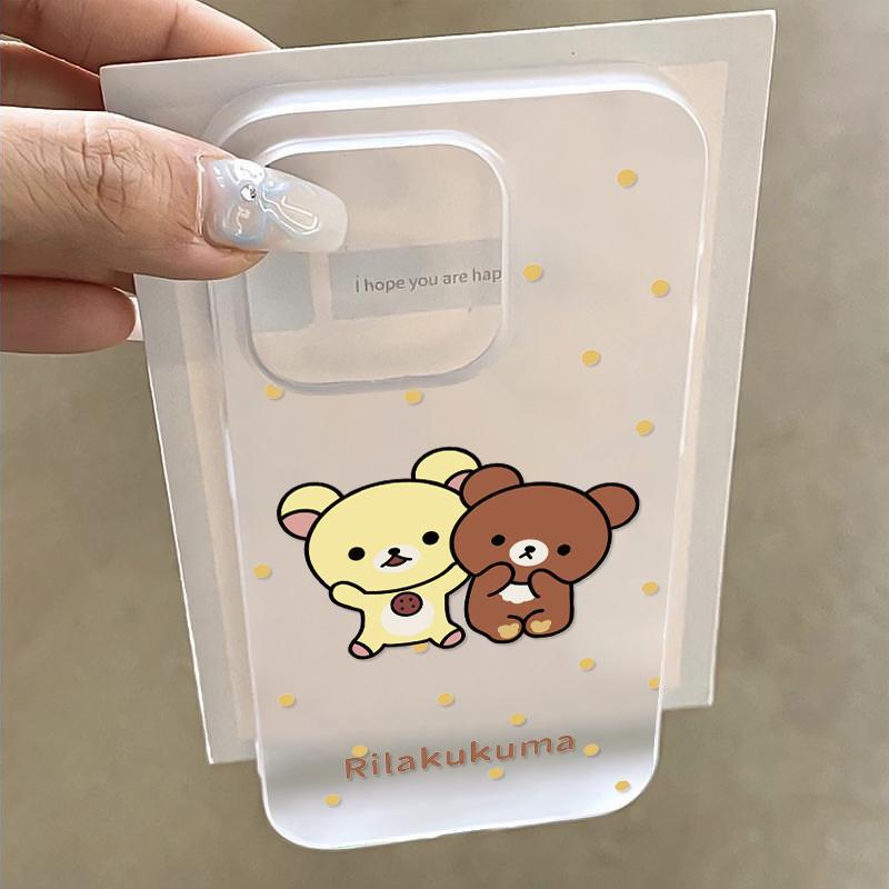 Polka Dot Rilakkuma for IPhone15 for Apple 16 Women's Phone Case 13 Promax Cartoon 14 Transparent 12