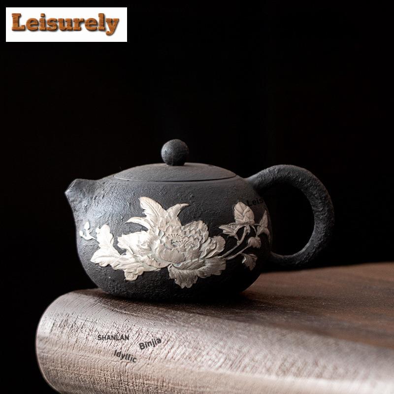 170ml Gilt Silver Peony Xishi Teapot Traditional Tea Infuser Pot Tea Making Kettle With Strainer Cafes Accessories Decoration